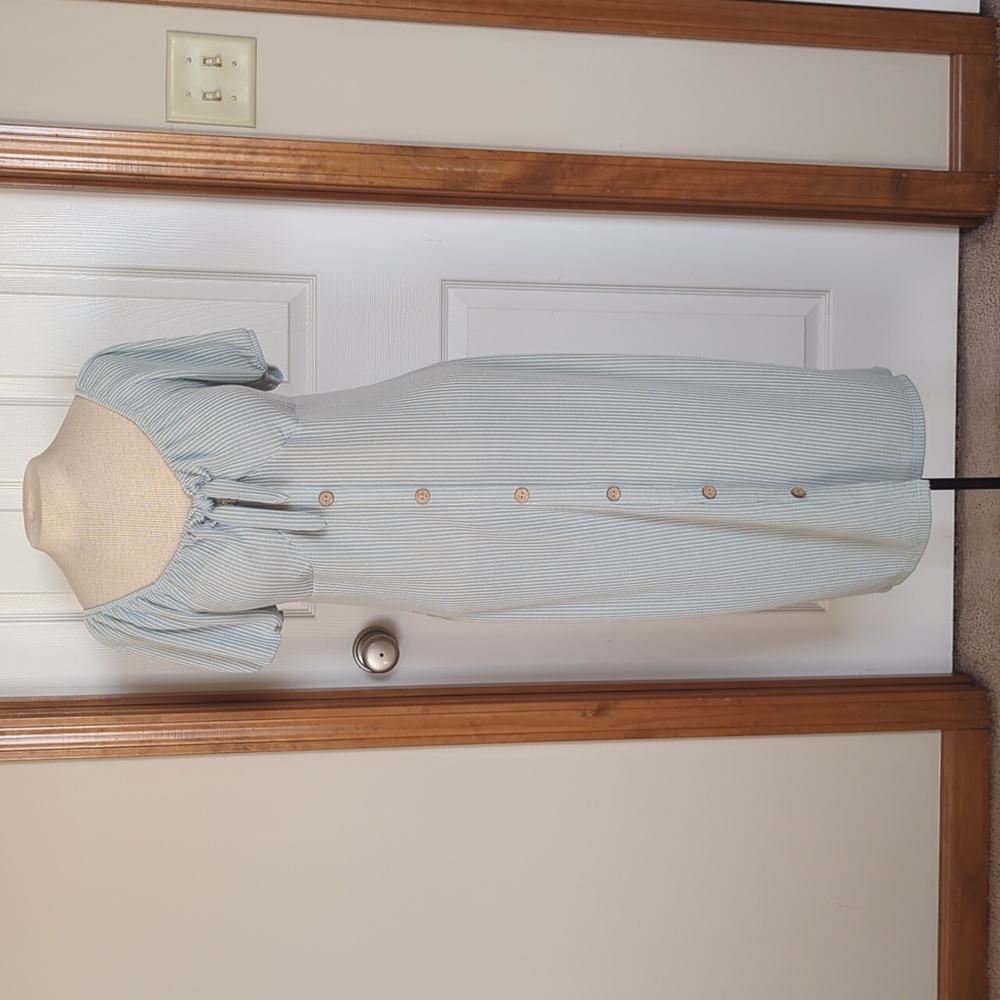 Striped Button-Down Midi Dress